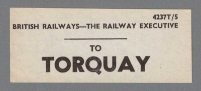 BRITISH RAILWAYS (R.E.) GEPÄCKAUFKLEBER - TORQUAY (4237/5)