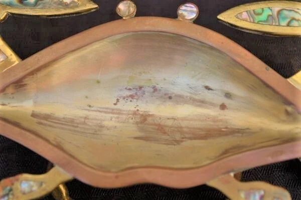 Los Castillo Abalone Brass Copper Crab Dish - Vintage Mexican Art 1960s - Image 3 of 4