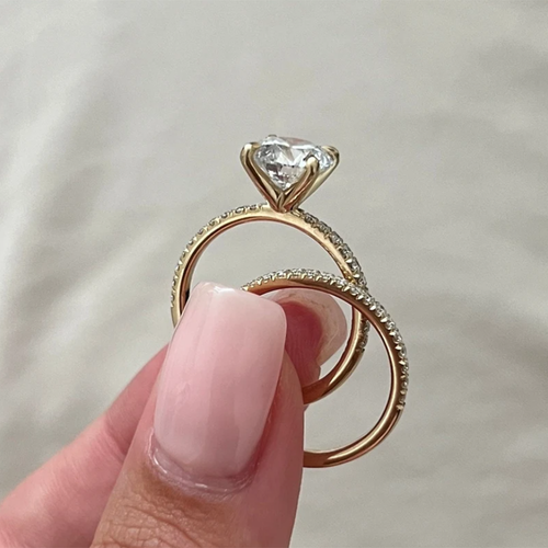 Set Anello Fidanzamento 2,40 Carati IGI GIA Laboratorio Creato Diamante Tondo Oro Giallo 14k - Foto 8 di 11