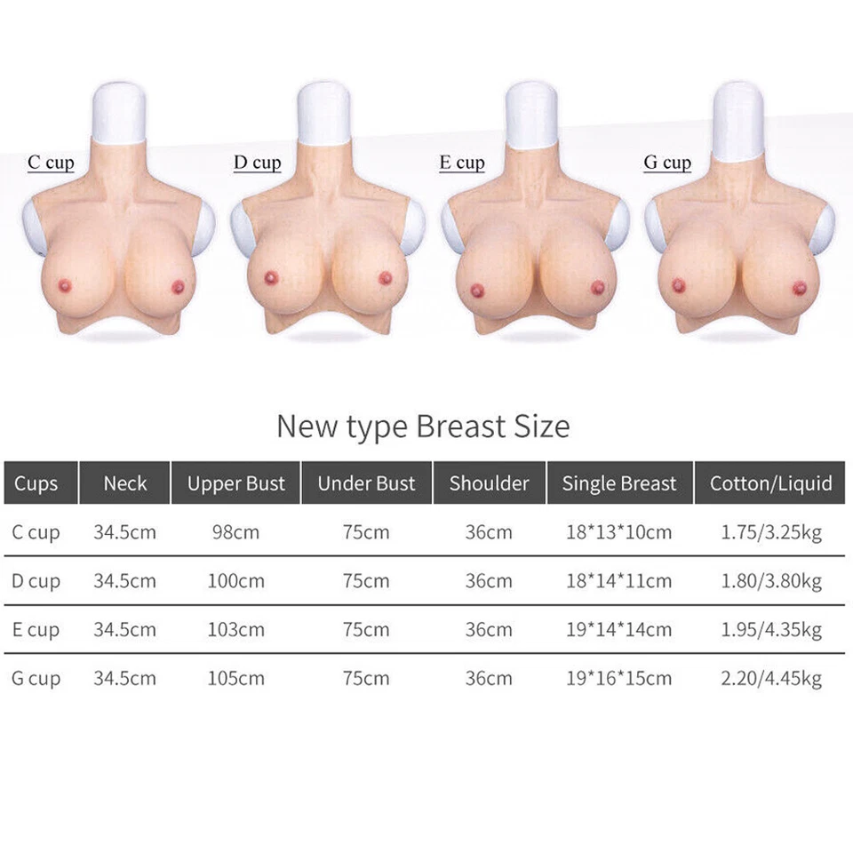 Realistic Silicone Breast Forms Breast Plate Fake Boobs C-G Cup For Crossdresser - Image 3 of 4