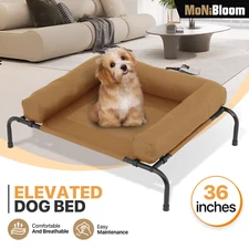 Elevated Cooling Dog Bed Raised Portable Non-Slip Cots Washable Mesh w/Headrest