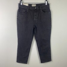 Everlane The Original Cheeky Straight Leg Jean Womens 33 Crop Black High Rise