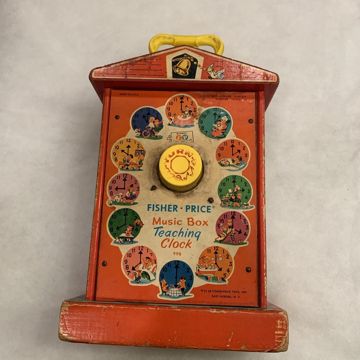 Vintage Fisher Price Music Box Teaching Clock 1962-1968 Teaching