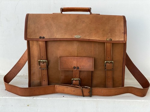 Sac Messenger En Cuir Vintage Marron Pour Ordinateur 15 Pouces - Neuf (sans étiquette) - Fabriqué En Inde