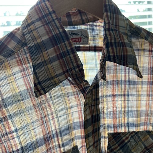 Camisa delgada vintage de papel manga larga a cuadros occidentales con lengüeta blanca Levi’s años 80 pequeña - Imagen 9 de 10