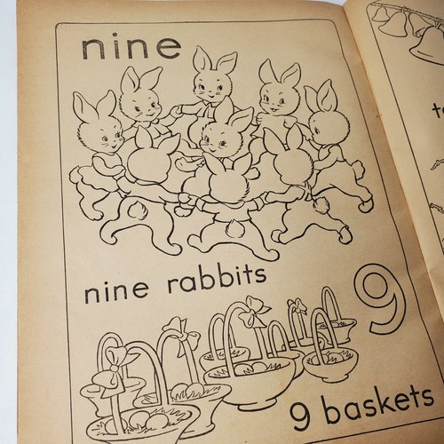 Vintage 40s ABC Coloring Book Dogs Cats Nursery Decor Used Merrill Co Chicago - Picture 10 of 12