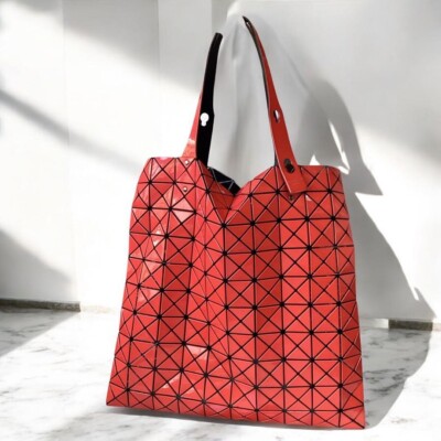 VINTAGE BAO BAO ISSEY MIYAKE Leather Shoulder Bag Planet Red F/S