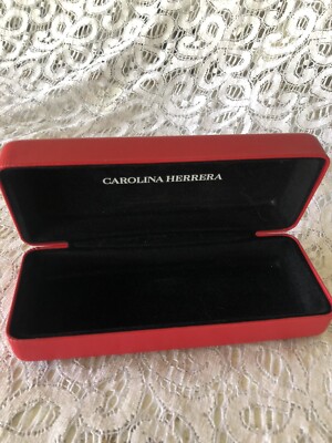 CAROLINA HERRERA Sunglasses Eyeglasses Red Leather Hard Case  display picture 3