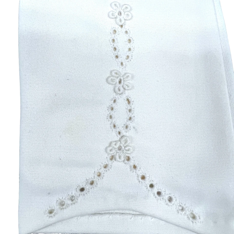 Ladylike 奢华! 复古 50 年代白色手套-精致贴花尼龙-适合 6.5-7 — 第 2/4 张图片