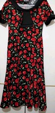 Ro Rox Dress red cherrys 40/50's style tea dress fit&flare size m(10(