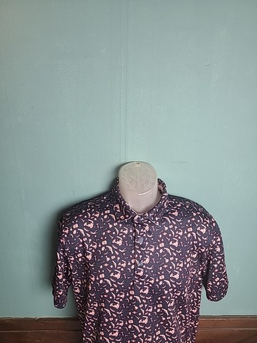 Walter Hagen 11 Majors Polo Golf Shirt Pink Blue Men's Size Medium M Spandex