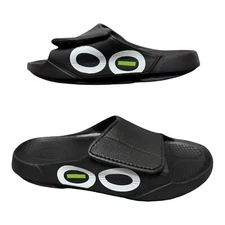 OOFOS SLIDE SANDALS WOMENS BLACK ADJUSTABLE STRAP SIZE 11
