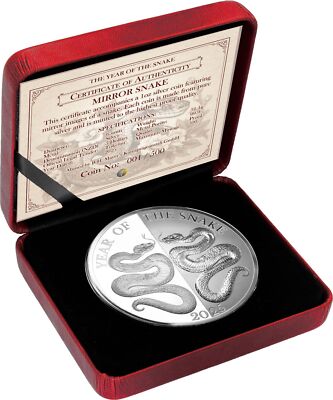 Mirror Snake. Lunar Year of the Snake Tokelau 5$ 2025 99,9% silver