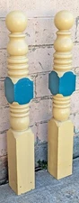 Pair 52"H Vintage Antique Old Salvaged Reclaimed Staircase Newel Post Balusters