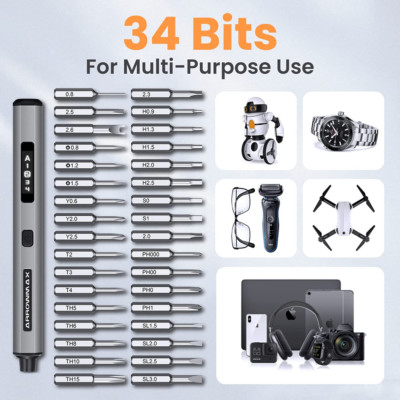AM ARROWMAX Cordless Precision Screwdriver Set with 34 Magnetic Precision Bits