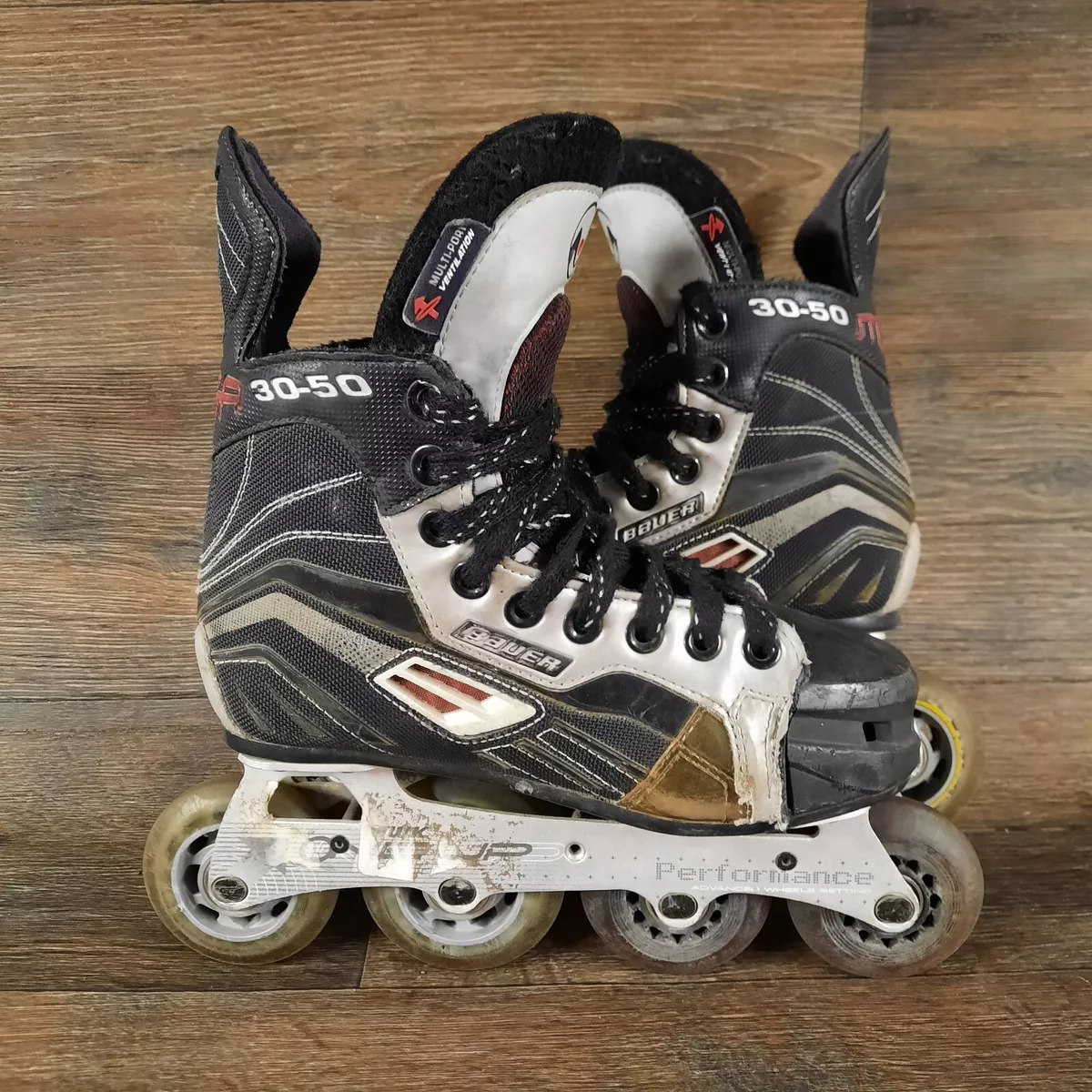 BAUER MEGA 30 50 Inlines Skates Roller Bades TUUK One Up Hockey SIze 3R Black