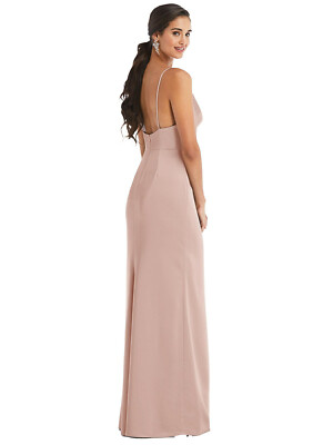 Dessy 3072..Cowl-Neck Draped Wrap Maxi Dress....Toasted Sugar...Sz 2 | eBay