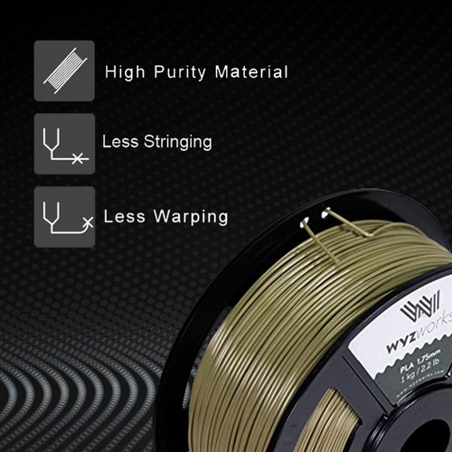 Olive - PETG 1.75mm WYZworks 3D Printer Premium Filament 1kg/2.2lb - Zdjęcie 8 z 12