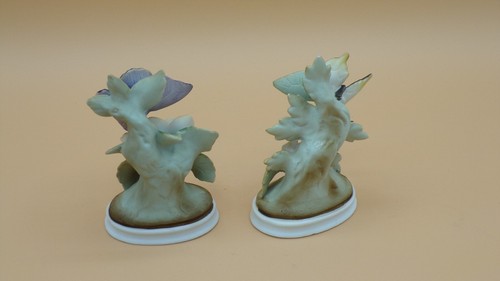 Pair of Leffton Ruby Lane hand painted Butterflies Figurines - Picture 2 of 3