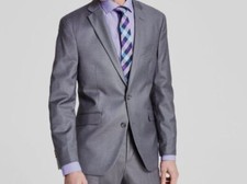  360 Kenneth Cole Men's Gray Techni-Cole Slim-Fit Blazer Coat Suit Jacket 38S