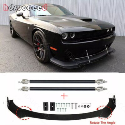 For Dodge Challenger SRT RT SXT Front Bumper Lip Spoiler Splitters + Strut Rods