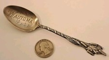 Antique Cat Tails WAUTOMA WISCONSIN Sterling Silver Souvenir Spoon Art Nouveau