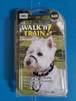 NEW Walk n 'Train! Head Halter Black Dog Training Security Lead No Pull Jump S