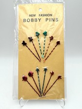 Vintage Retro Hair Bobby Pins Set Of 12 New Old Stock On Card Made In Hong Kong