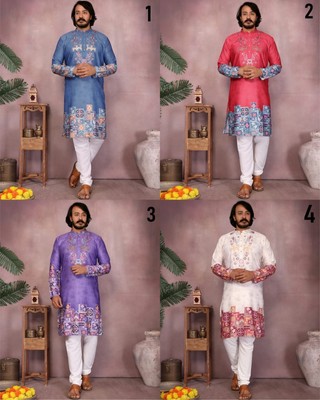 Hochzeitskleidung schwere Khadi Baumwolle Designer Kurta mit Pyjama Set für Herren 16-VR