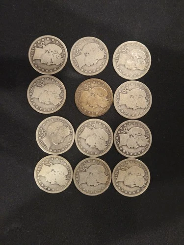 (12) 1907-1915 Barber Quarter G  Good Silver 25c Lot