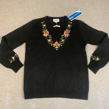New Ades Of California Women  s Size L Embroidered Sweater Senior Christmas VTG