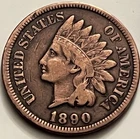 1890 Indian Head Cent US Copper JC1445