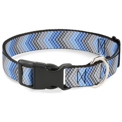 Plastic Clip Collar Chevron Weave Grays/Blues WIDE-Medium 16-23'' (US IMPORT)