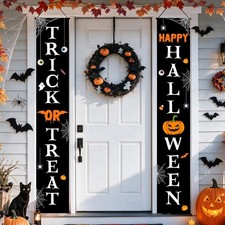 Halloween Door Banners Outdoor Decorations Witches Porch Decor Happy