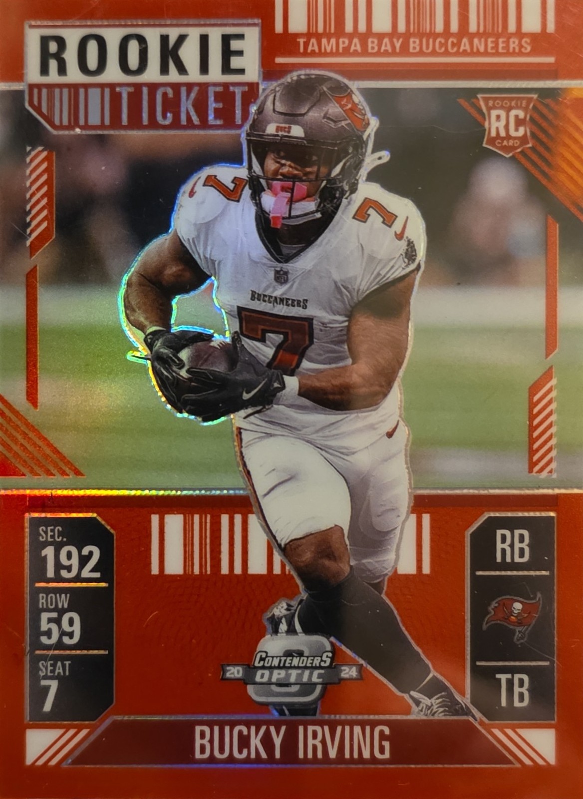2024 Panini Contenders Optic 67 Bucky Irving Red Bucs Rookie /199