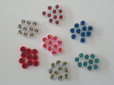 10 Lego Fliesen 1x1 bedruckt Biene Käfer/ Brommbeere Erdbeere Obst NEU 98138