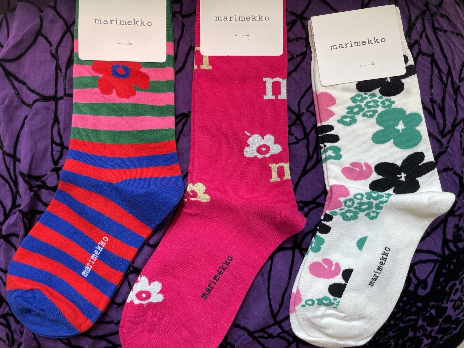 SAOLA Solo 1 sinistra! Calze da donna Marimekko Set di 3 (Unikko) Taglia 37 39 (US 6 8 5)