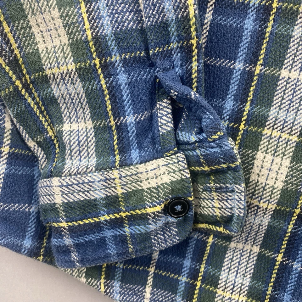 Camisa Relwen Para Hombre Mediana Azul Verde Cuadros Tartán Franela Cepillada Manta Algodón Foto 4 de 4