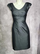 Antonio Melani Dress Size 0 Sheath Metallic Gray Pleated Cocktail Career