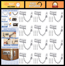 12 Set Door Chain Lock Guard - Sturdy Rust-Resistant Carbon Steel Security Locks