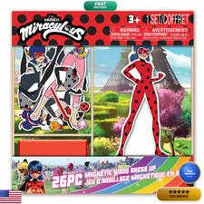 Tcg Toys Miraculous Ladybug-Magnetic Wood Dress Up Doll. Includes 26 Colorful