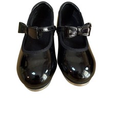 Balera Girls Black Shiny Mary Jane Tap Shoes Bow Style B70 Size 10.5 CM Dance