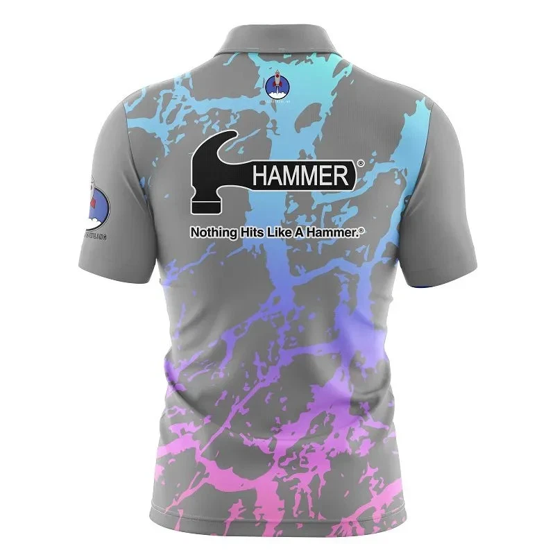 Jersey de boliche Hammer gris facción con nombre personalizado - talla S-5XL Foto 2 de 4