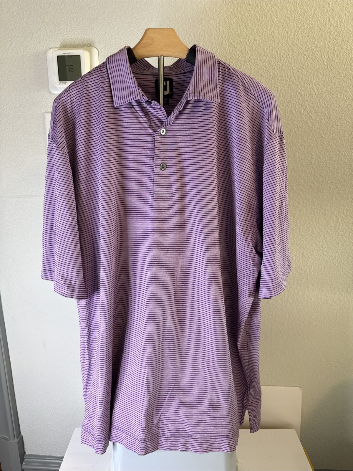 FootJoy Golf Polo Shirt Men’s Purple And Black Striped Size XXL