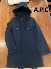 A.P.C. Woman Mod Coat Hooded Cotton Blouson Navy Size S Limited Edition Style Re