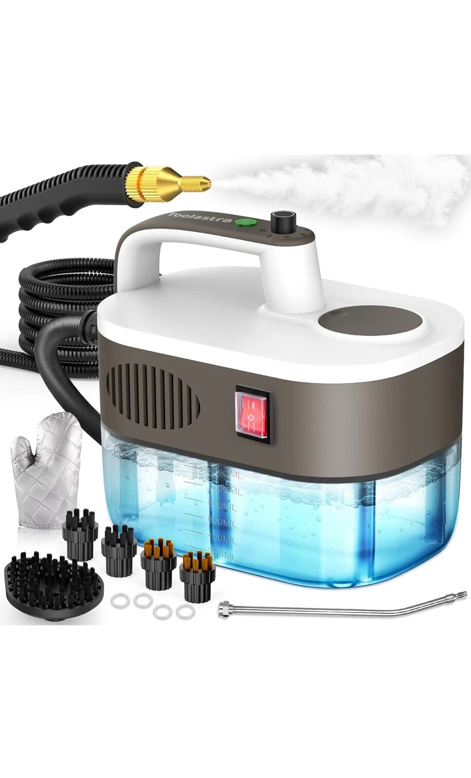 Steam Cleaner, 10s Rapid Heating Steamer with 6 Levels, 1.2L Water Tank,