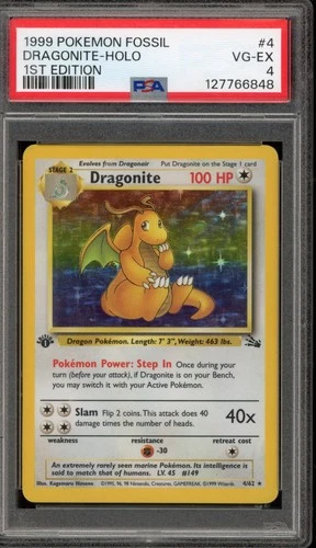 Pokemon Dragonite Fossil 1st Edition Holo Rare #4 PSA 4