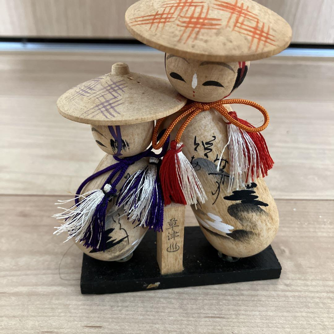 Mini Kokeshi Doll Boy and Girl Very Old Height 15cm Vintage Rare  Retro