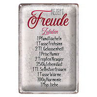 Blechschild Spruch 20X30Cm Rezept Freude Zutaten