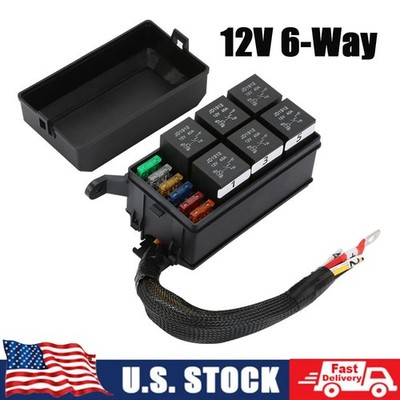 12V Fuse Relay Box 6 Relays and 6 Way ATC/ATO Fuses for Auto Car Marine Boat